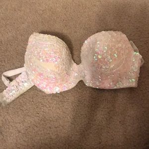 White sequin rave bra